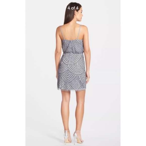 NEW Adrianna Papell Art‎ Deco Sequin Blouson Dress in Dusty Blue [SZ 12 ] - Picture 3 of 9